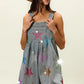 BiBi Star Rhinestone Washed Wide Leg Shortalls Shortalls
