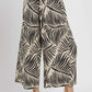 Umgee Palm Leaf Print Wide Leg Culotte Pants Pants