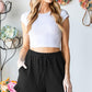 Heimish Full Size Ribbed Ruffle Hem Shorts Black