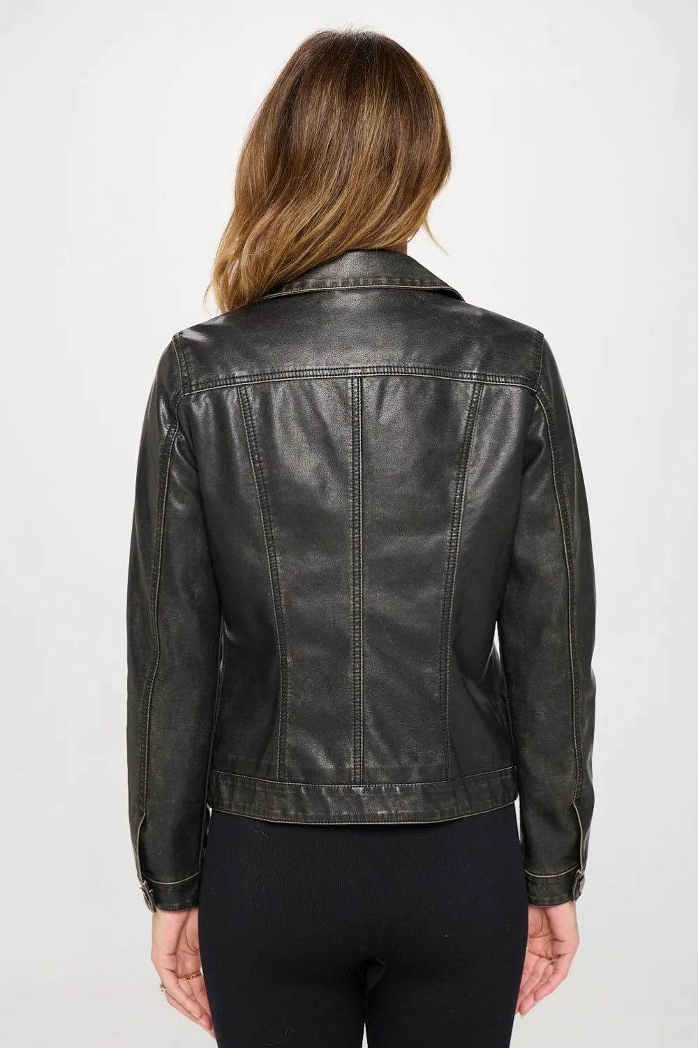 Coalition LA Button Down Cargo Vegan Leather Shacket | Daverri Fashions