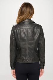 Coalition LA Button Down Cargo Vegan Leather Shacket | Daverri Fashions