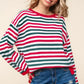 Haptics Full Size Striped Contrast Side Slit Knit Top - DAVERRI FASHIONS
