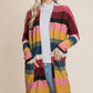 BOMBOM Color Block Striped Open Front Cardigan Multi