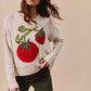 SO ME Vegetable Round Neck Long Sleeve Sweater - DAVERRI FASHIONS