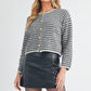 Aemi + Co Striped Button Down Round Neck Cardigan - DAVERRI FASHIONS
