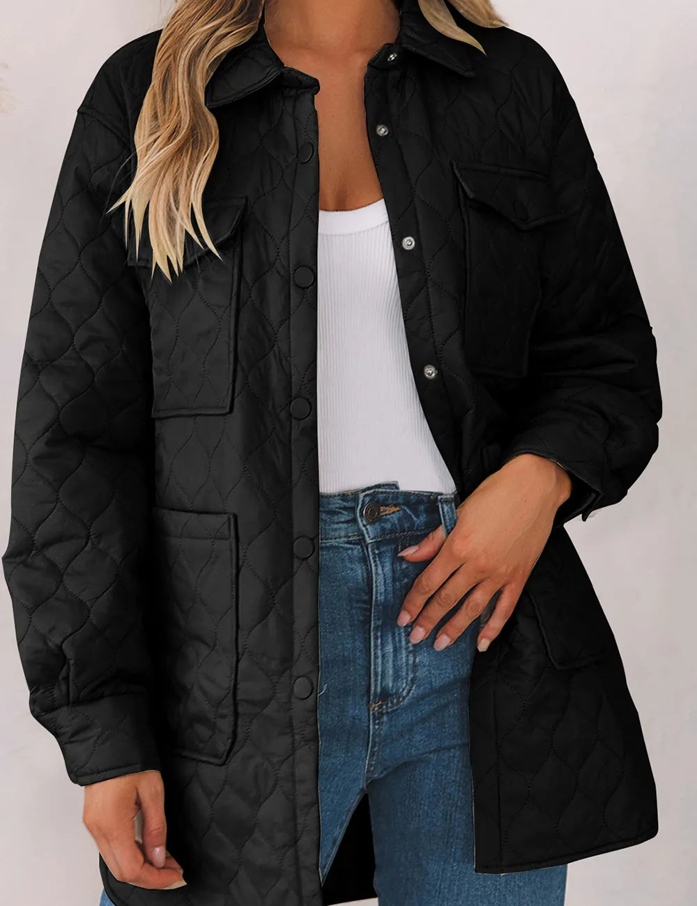 Black Snap Down Collared Winter Coat | Coats Daverri Fashions