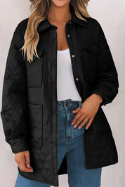 Black Snap Down Collared Winter Coat | Coats Daverri Fashions
