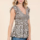 Mittoshop Leopard Print Ruffle Smock Blouse OLIVE Blouses