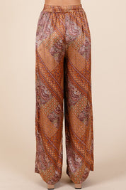 Mittoshop Paisley Patchwork Print Satin Wide Leg Pants