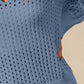 SO ME Open Knit Polo Sweater Top
