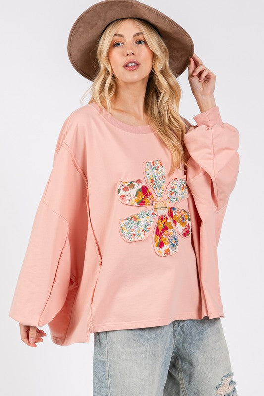 SAGE + FIG Flower Patch Dropped Shoulder Oversize Top Tops