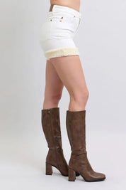Judy Blue High Waist Shearling Cuff Denim Shorts | Daverri Fashions