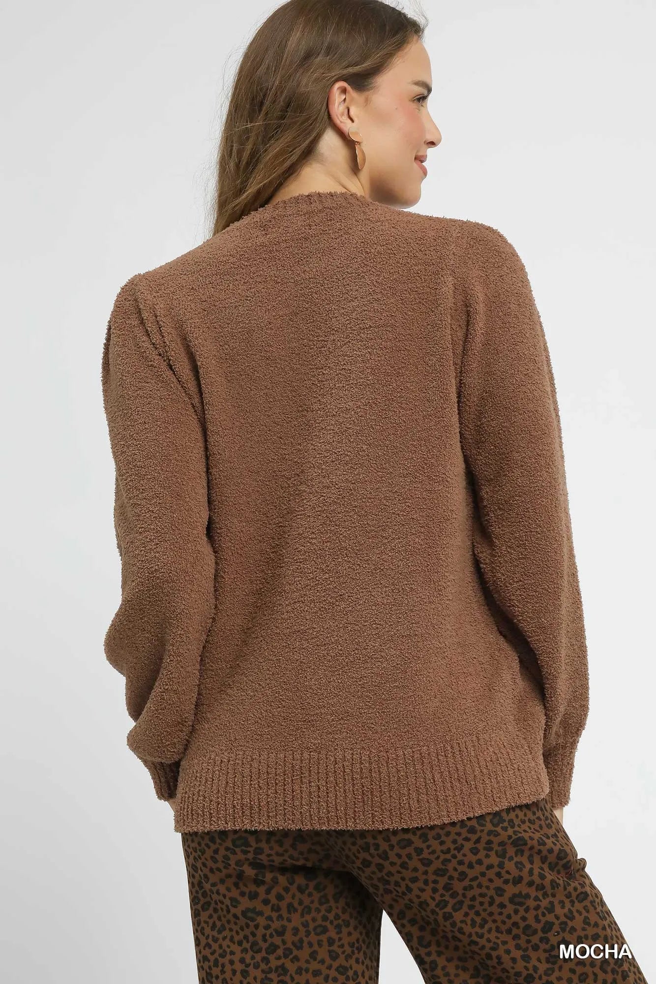 Umgee Textured Long Sleeve Sweater with Ribbed Trim | Sweaters Daverri Fashions