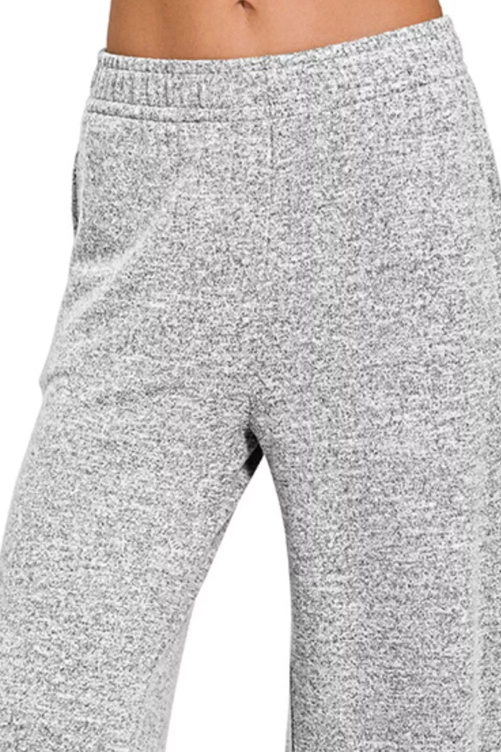 Zenana Soft Melange Hacci Elastic Waistband Lounge Pants | Lounge Pants Daverri Fashions
