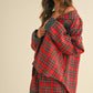 Annie Wear Contrast Plaid Long Sleeve Top and Shorts Set Short Sets