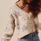 SO ME Floral Pattern Long Sleeve Button Sweater Cardigan - DAVERRI FASHIONS