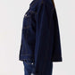 Daverri cropped oversized denim jacket with rolled cuffs and gray lining