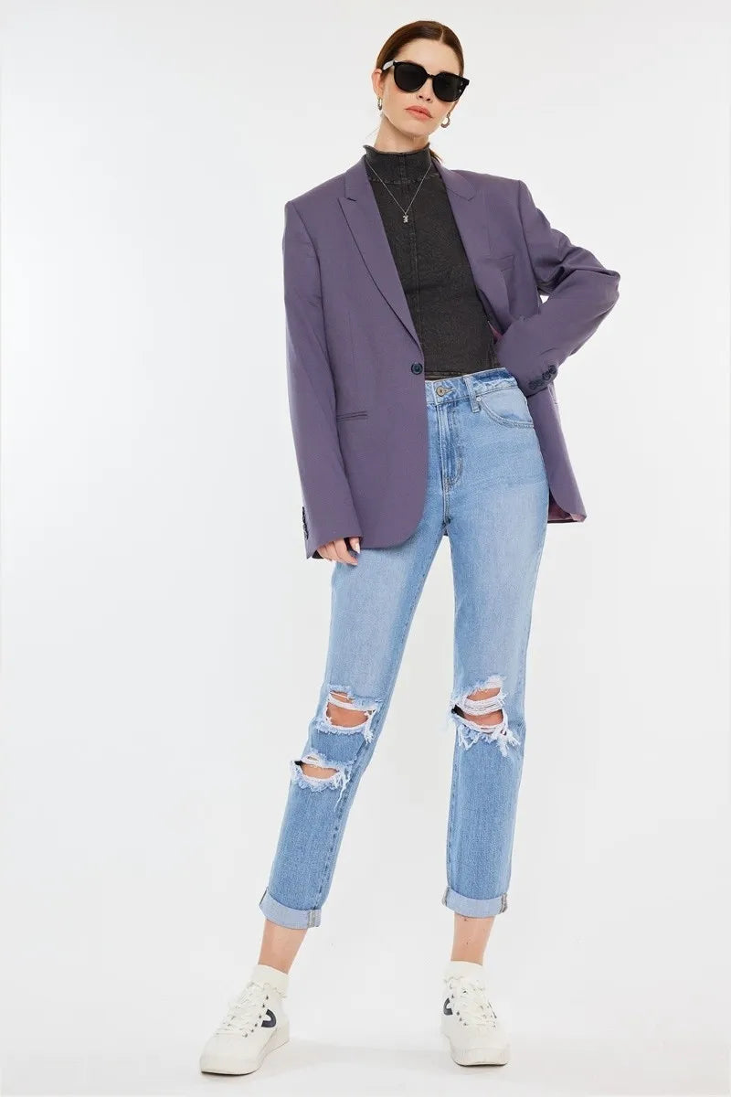 Kancan High Rise Distressed Mom Jeans | Jeans Daverri Fashions