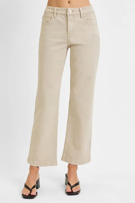 RISEN Full Size Tummy Control Mid Rise Ankle Straight Jeans Plus Size | Daverri Fashions