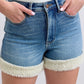 Judy Blue Full Size Hw Tummy Control Shearling Cuff Denim Shorts Plus Size Denim Shorts