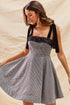 SO ME Houndstooth Fit Flare Mini Dress with Shoulder Tie - DAVERRI FASHIONS