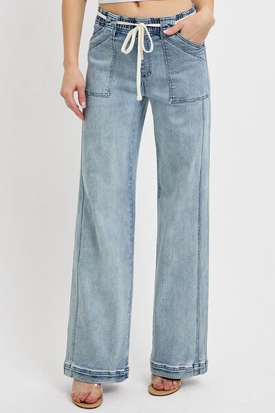 RISEN Full Size Straight Leg Jeans with Pockets Plus Size Jeans