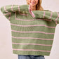 BiBi Striped Long Sleeve Sweater - DAVERRI FASHIONS