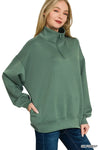 Zenana Scuba Quarter-Zip Sweatshirt - DAVERRI FASHIONS