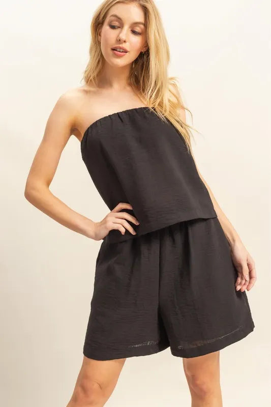 HYFVE Tube Top and Flowy Shorts Set BLACK