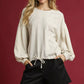 Umgee Linen Long Sleeve Top with Drawstring - DAVERRI FASHIONS