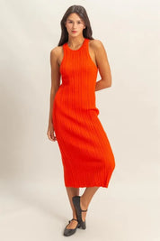 HYFVE Round Neck Bodycon Ribbed Knit Dress | Midi Dresses Daverri Fashions