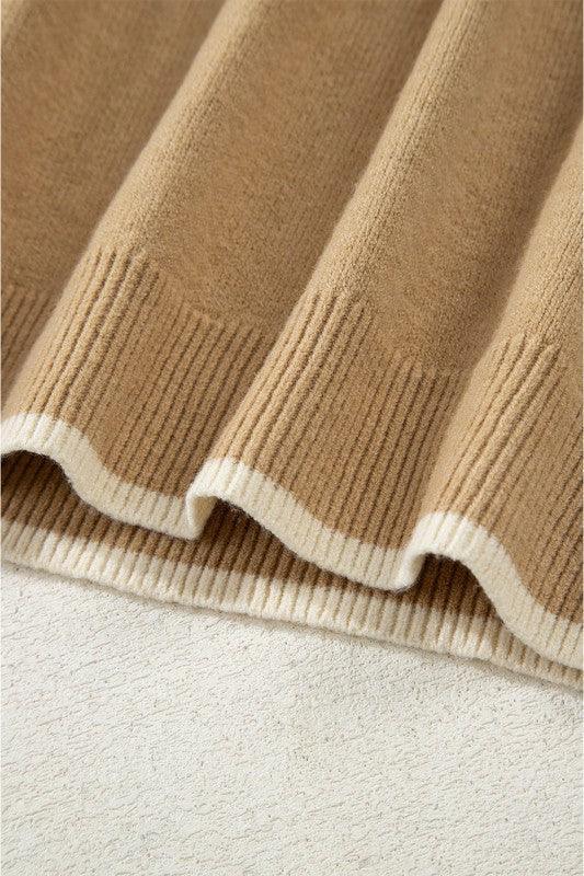 Ava Cuff Contrast Trim Sweater - DAVERRI FASHIONS