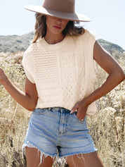 Cable Knit Dolman Sweater Vest | Sweater Vests Daverri Fashions
