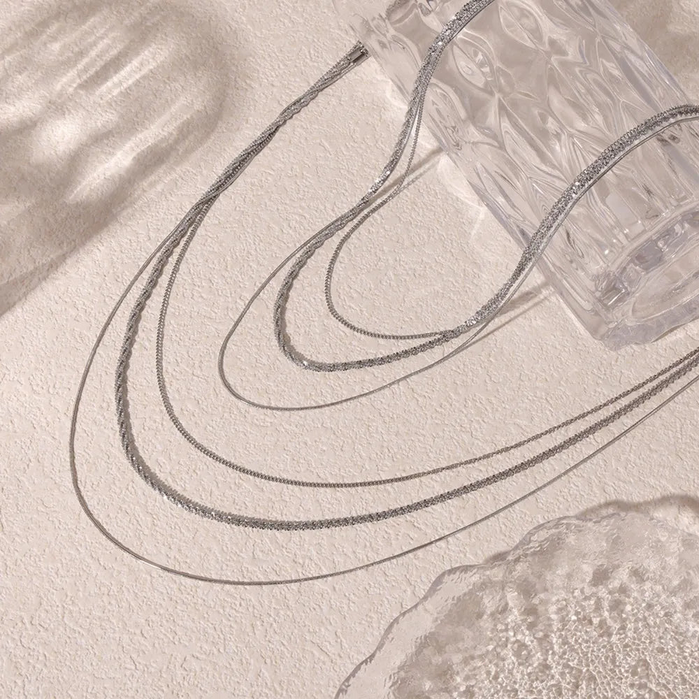 Titanium Steel Three-Layered Necklace | Necklaces Daverri Fashions