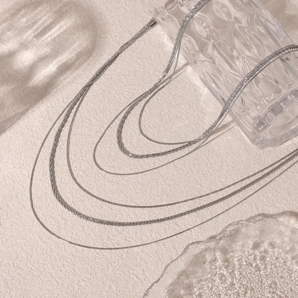 Titanium Steel Three-Layered Necklace - DAVERRI FASHIONS