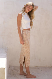 Jade By Jane Full Size Zebra Print Side Slit Midi Skirt Plus Size | Skirts Daverri Fashions