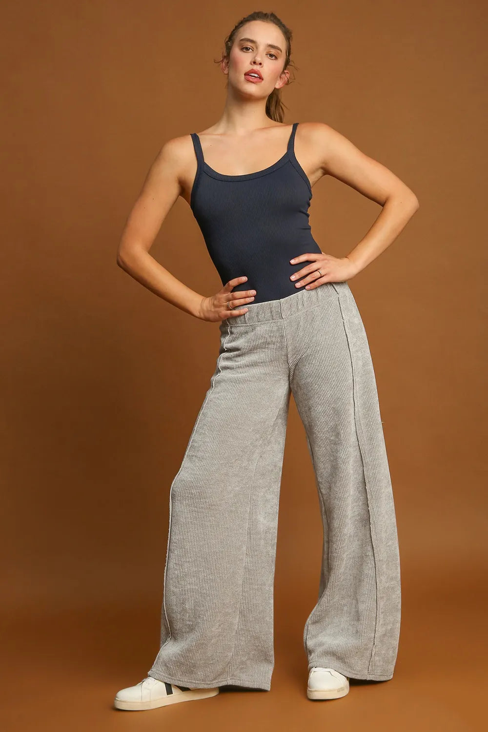 Umgee Elastic Waist Wide Leg Pants | Lounge Pants Daverri Fashions