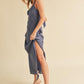 Aemi + Co Ruched Side Slit Cutout Back Maxi Cami Dress Cami Dresses