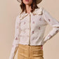 SO ME Collared Floral Embroidered Button Down Sweater Cardigan - DAVERRI FASHIONS