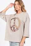 SAGE + FIG Floral Peace Patch Round Neck Top - DAVERRI FASHIONS