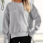 Daverri Fashions Casual Loose Side Slit Sweatshirt - DAVERRI FASHIONS