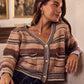 SO ME textured variegated multi-color striped cardigan in earthy tones