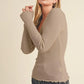 Aemi + Co Lettuce Hem Scoop Neck Long Sleeve Knit Top - DAVERRI FASHIONS