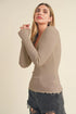 Aemi + Co Lettuce Hem Scoop Neck Long Sleeve Knit Top - DAVERRI FASHIONS