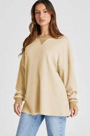 Dust Storm Waffle-Knit Long Sleeve Sweatshirt | Sweatshirts Daverri Fashions