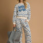 Umgee Scenic Print Casual Sweatpants Ecru - DAVERRI FASHIONS