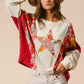 BiBi Floral Print Mixed Star Patch Round Neck Sweatshirt - DAVERRI FASHIONS