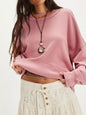 Exposed Seam Dropped Shoulder Sweatshirt - DAVERRI FASHIONS