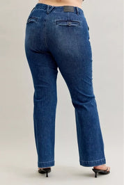Judy Blue Full Size Mid Rise Bootcut Jeans with Welt Pockets Plus Size | Jeans Daverri Fashions