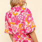 Haptics Full Size Frill Floral Puff Sleeve Blouse Blouses